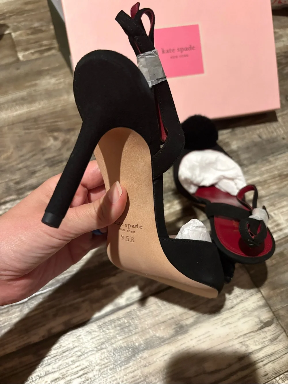 Kate Spade New York Amour Pom Pumps Black Suede
